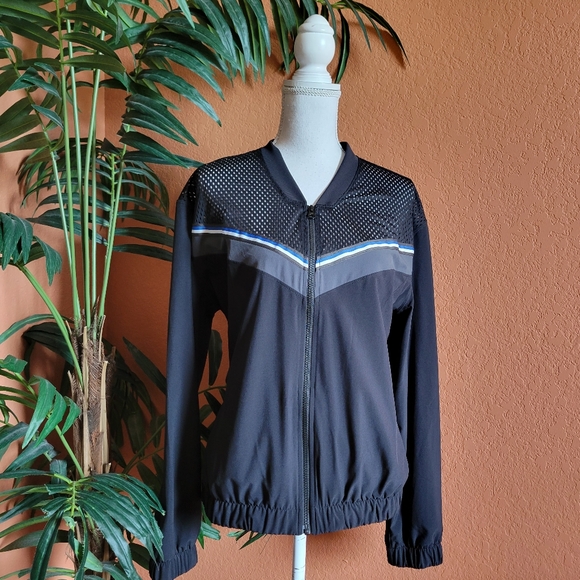 Zella Zip Up Windbreaker Jacket Lightweight Sporty Mesh Athleisure XL Black - Picture 1 of 11